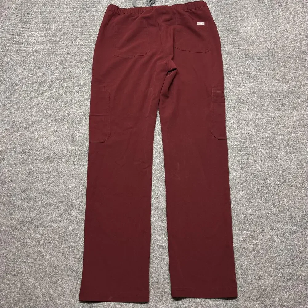FIGS Technical Collection Pants Men Medium Red Cargo Elastic Waist Scrub Medical